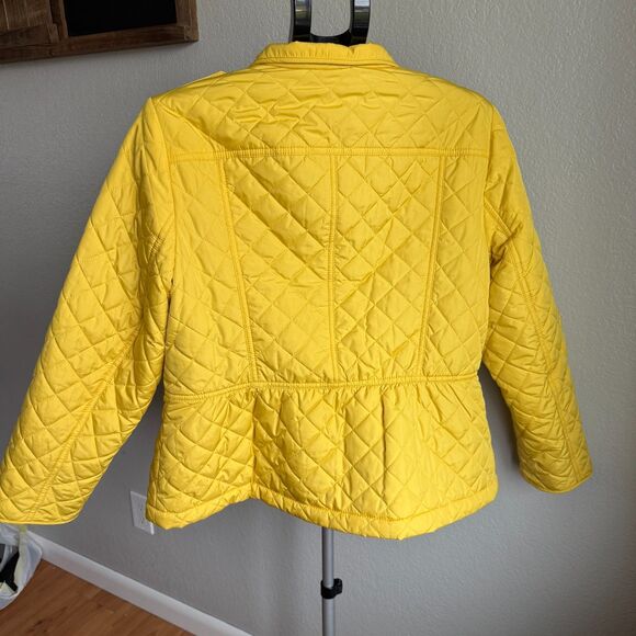 Talbots Petites Quilted Snap Front Jacket Canary Yellow Long Sleeve Womens L - Picture 3 of 5